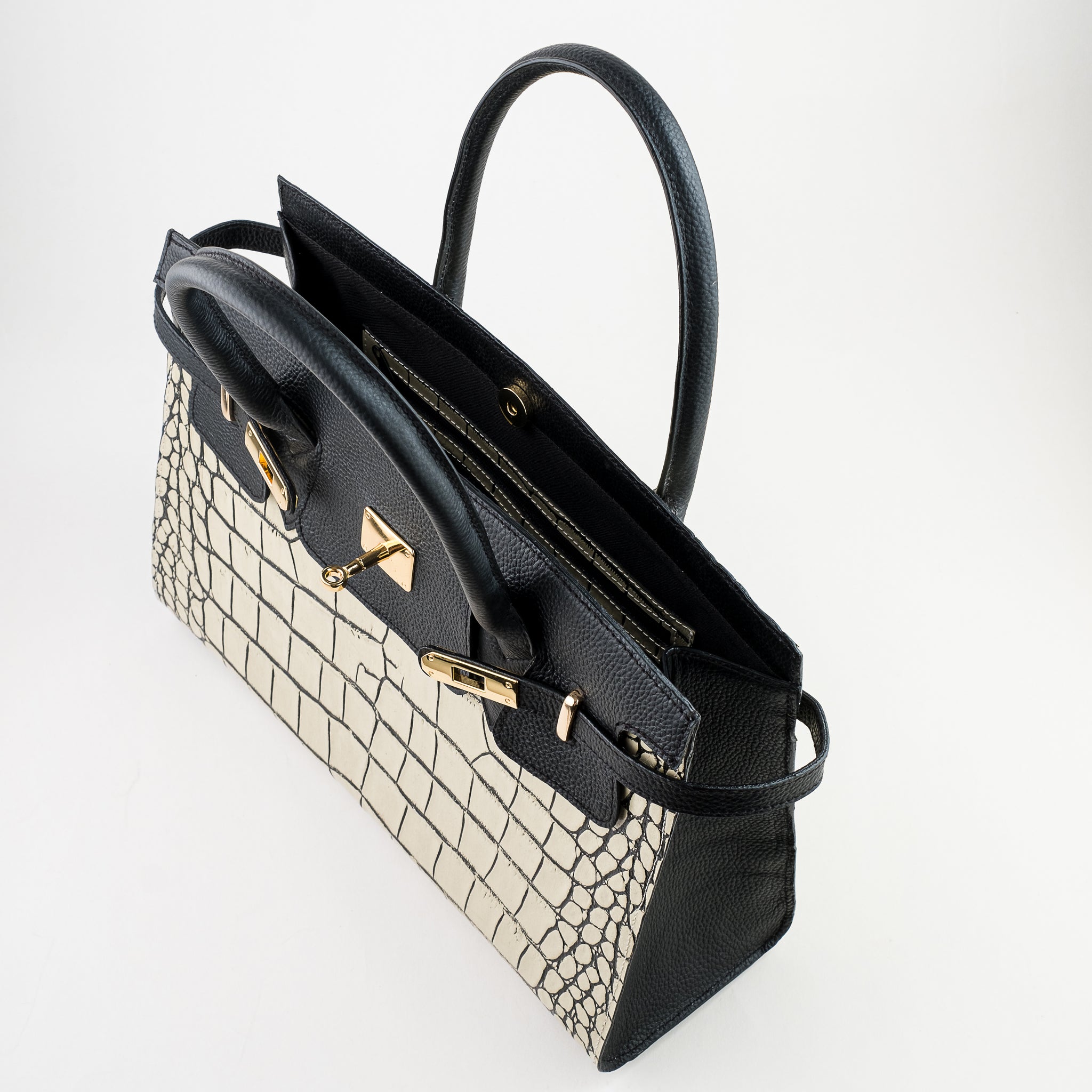 VITTORIA - Beige Croco/Black Vinni