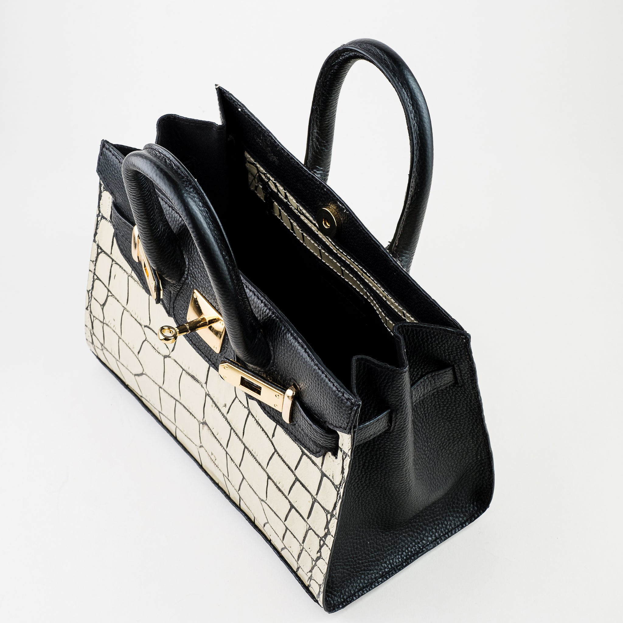 HESTIA - Beige Croco/Black Combi