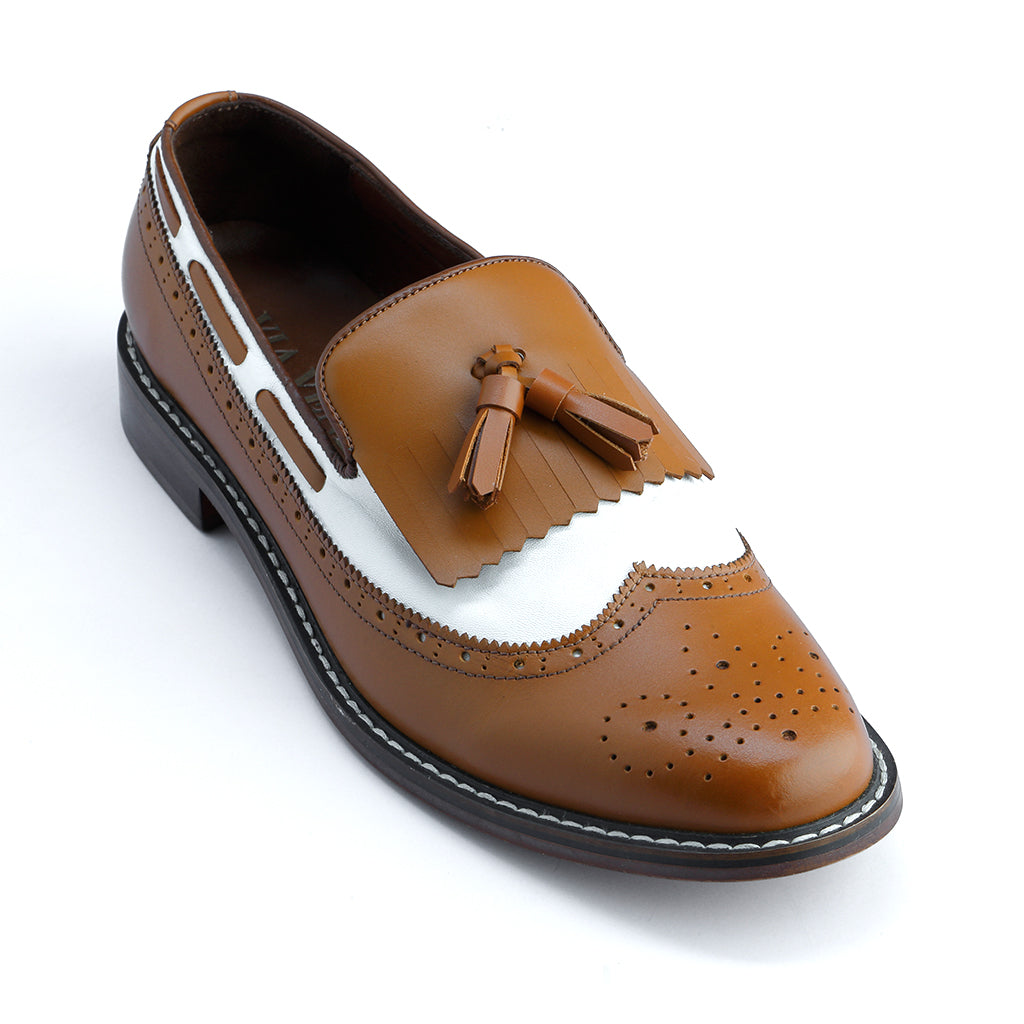 SASSY - Tan Calf/White