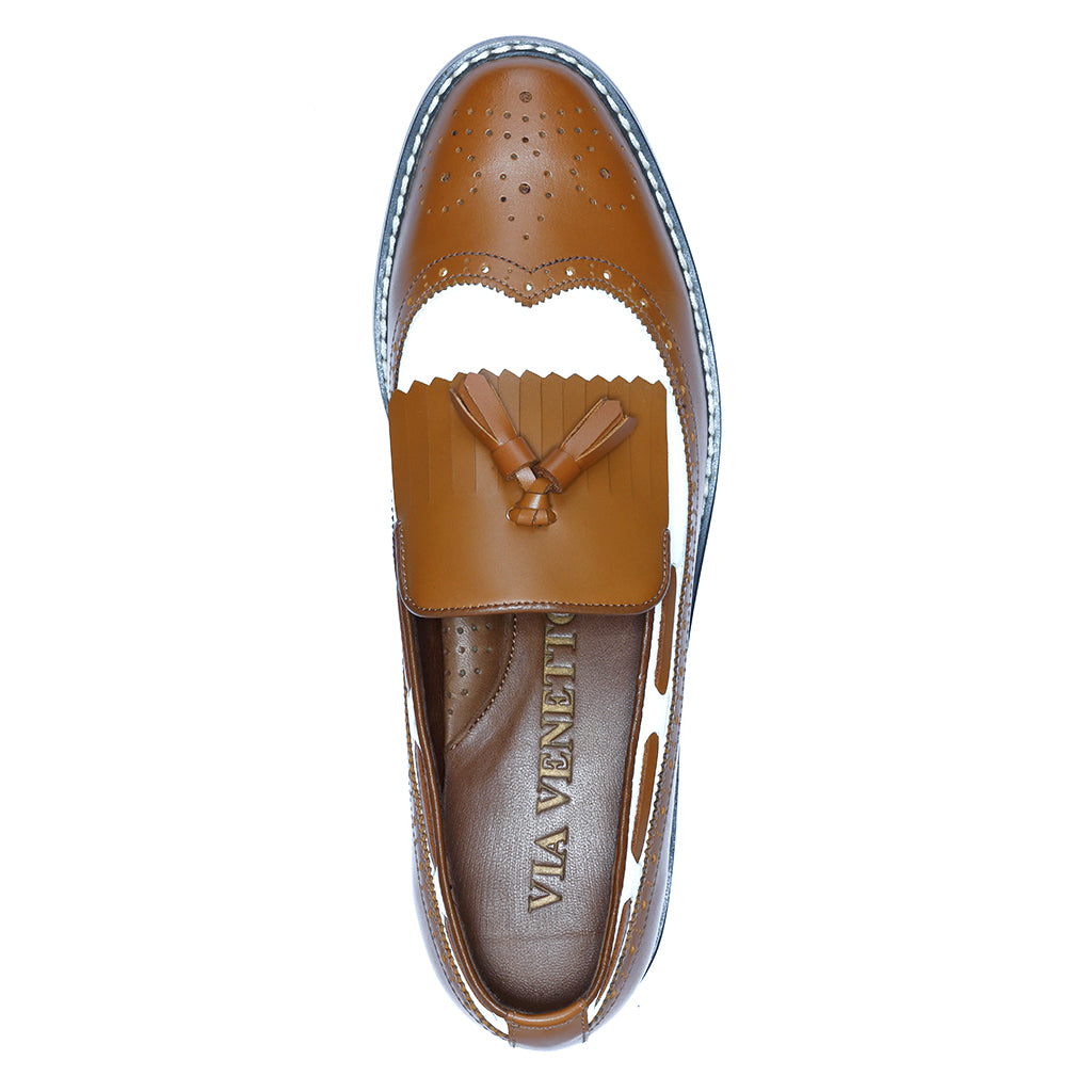 SASSY - Tan Calf/White