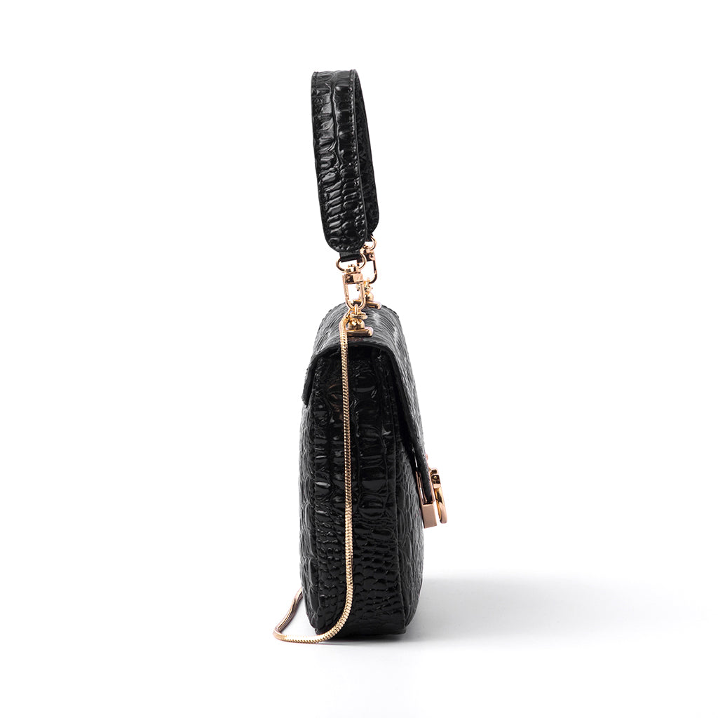 MARGAUX - Blk Croco w/ Strap