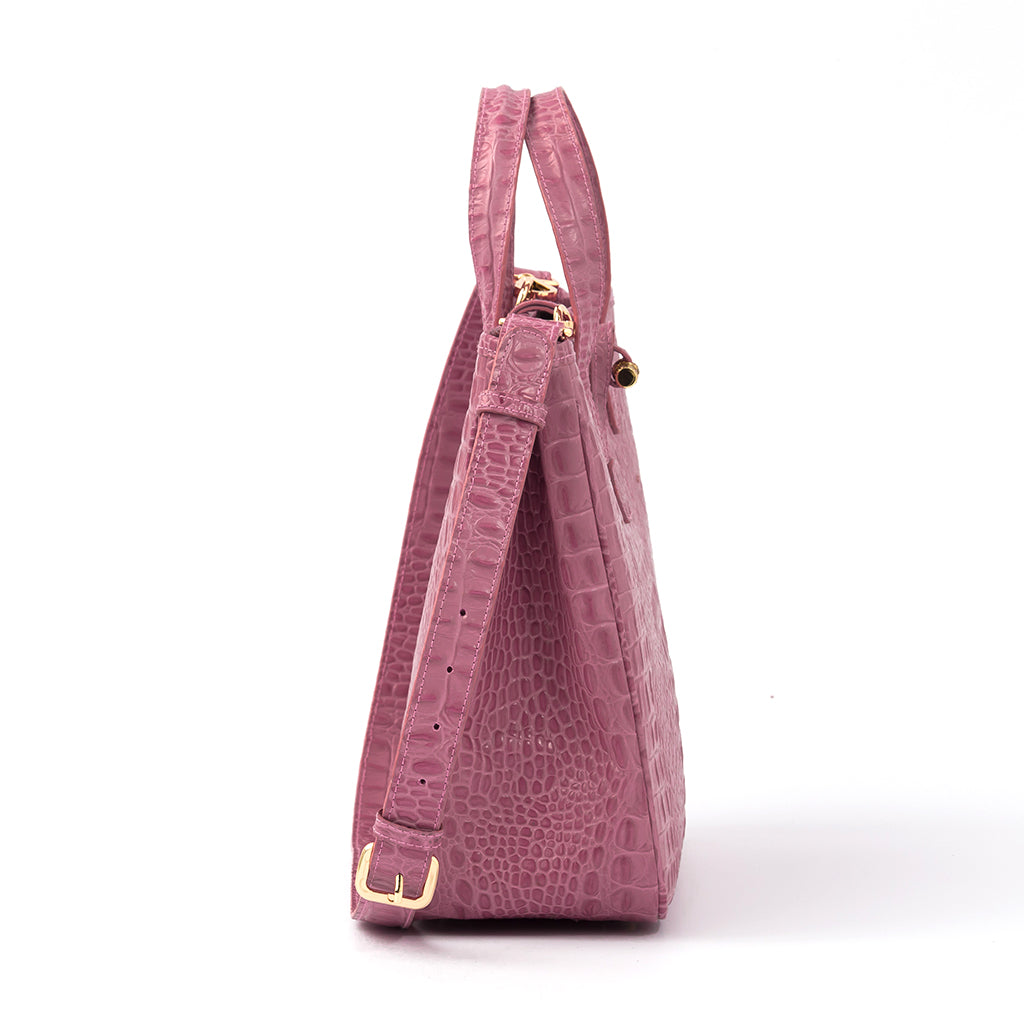 GEORGIA - Fuchsia Croco w/ Strap