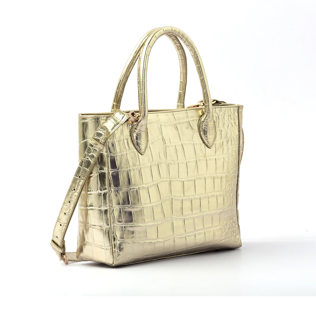 ERICA - Gold Croco w/ Strap