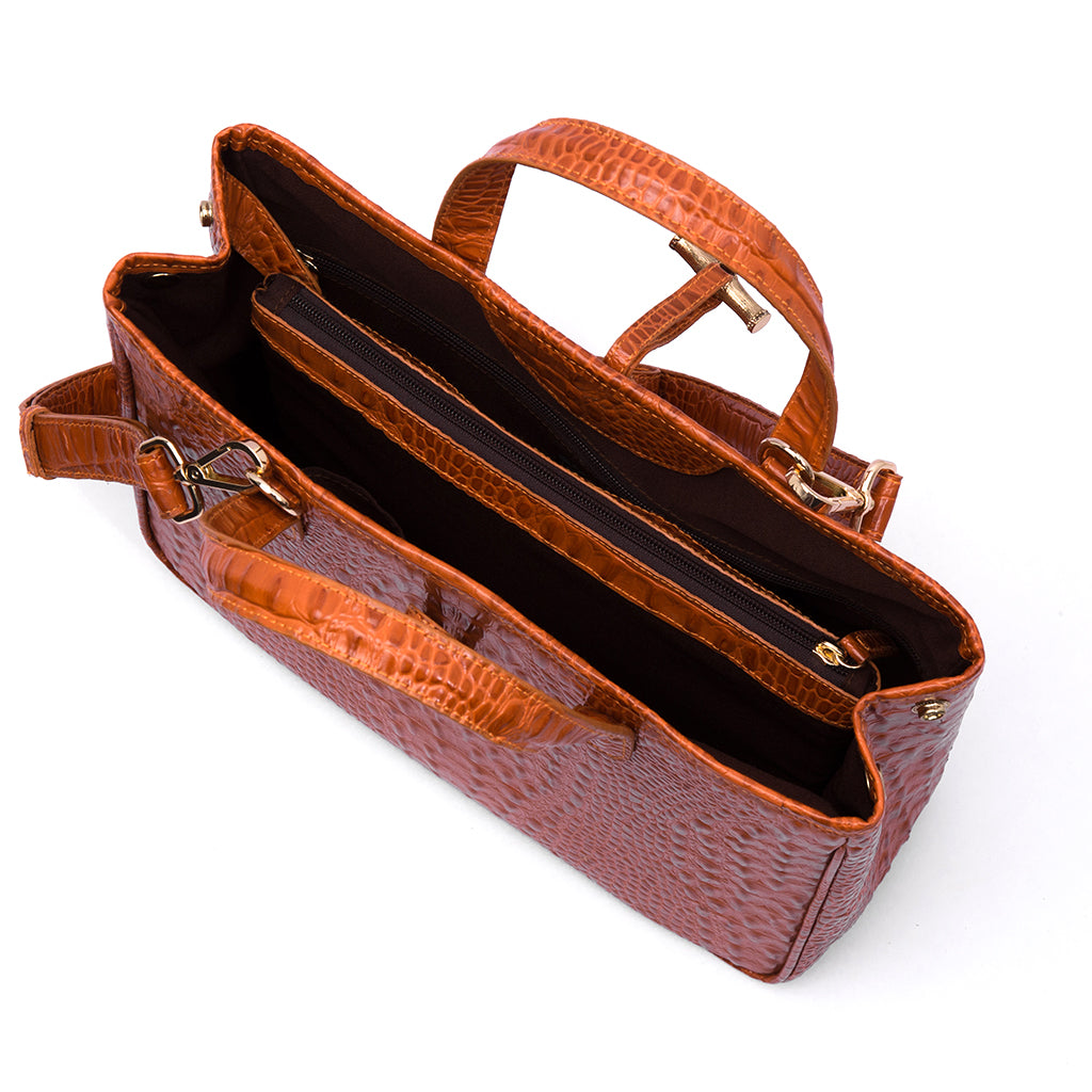 GEORGIA - Tangerine Croco w/ Strap