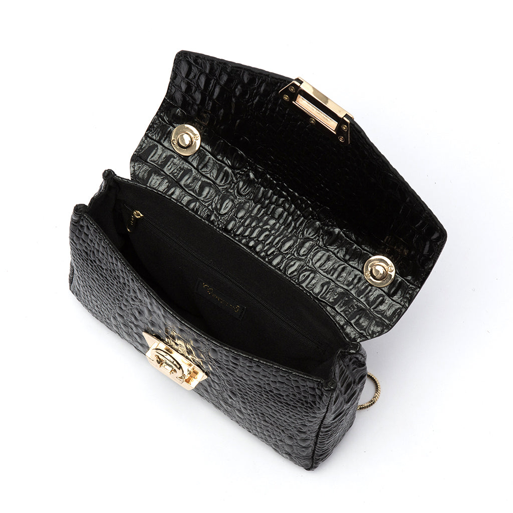 MARGAUX - Blk Croco w/ Strap