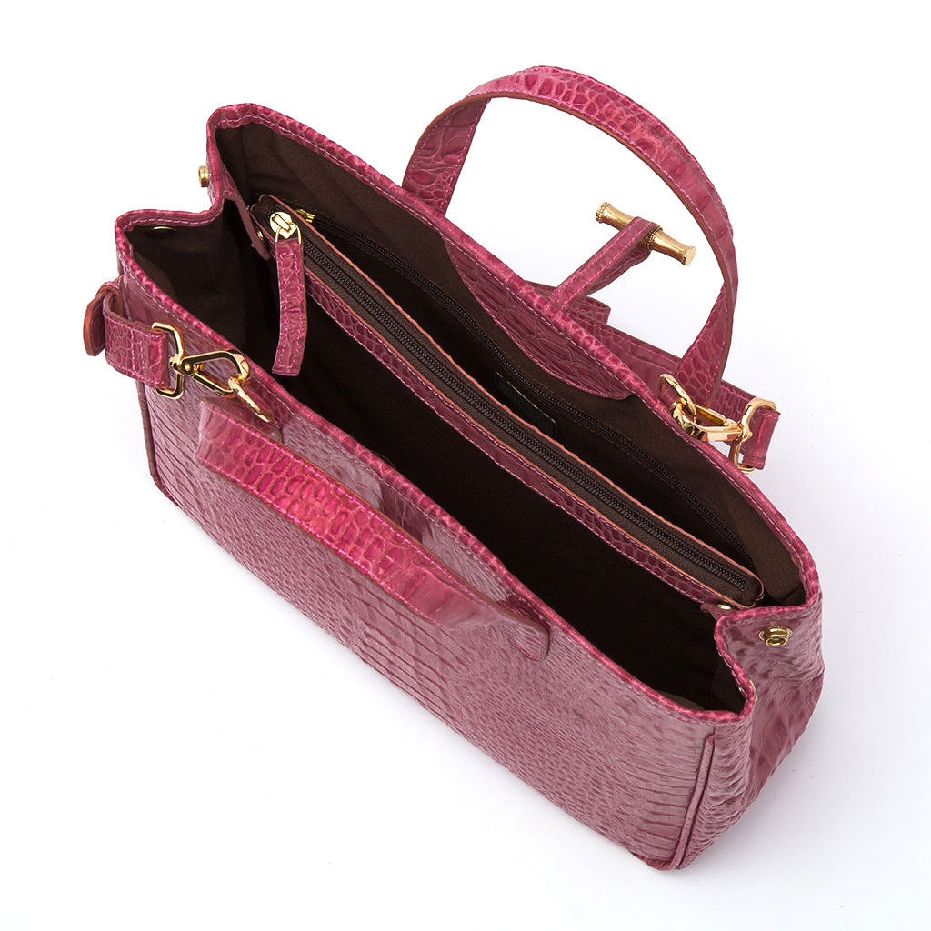 GEORGIA - Fuchsia Croco w/ Strap